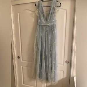 WENDY TULLE MAXI DRESS from Morning Lavender. Dusty Blue and beautiful!